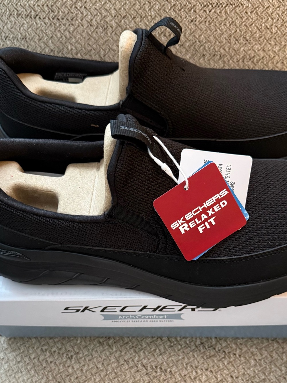 Skechers Men’s Black Slip-On Relaxed Fit Loafers